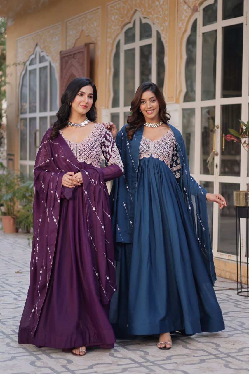 Premium Designer Readymade Gown with Dupatta Set