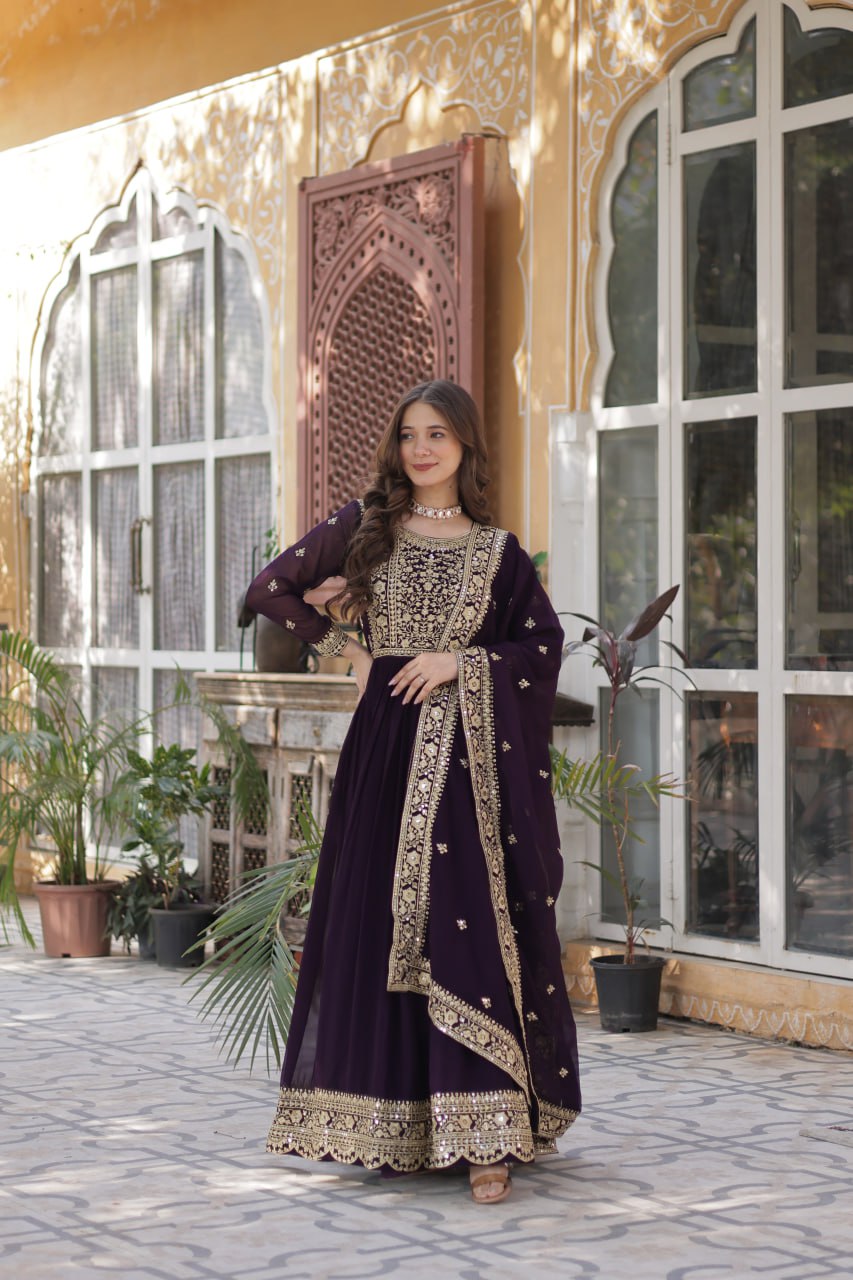 Premium Designer Readymade Gown with Dupatta Set