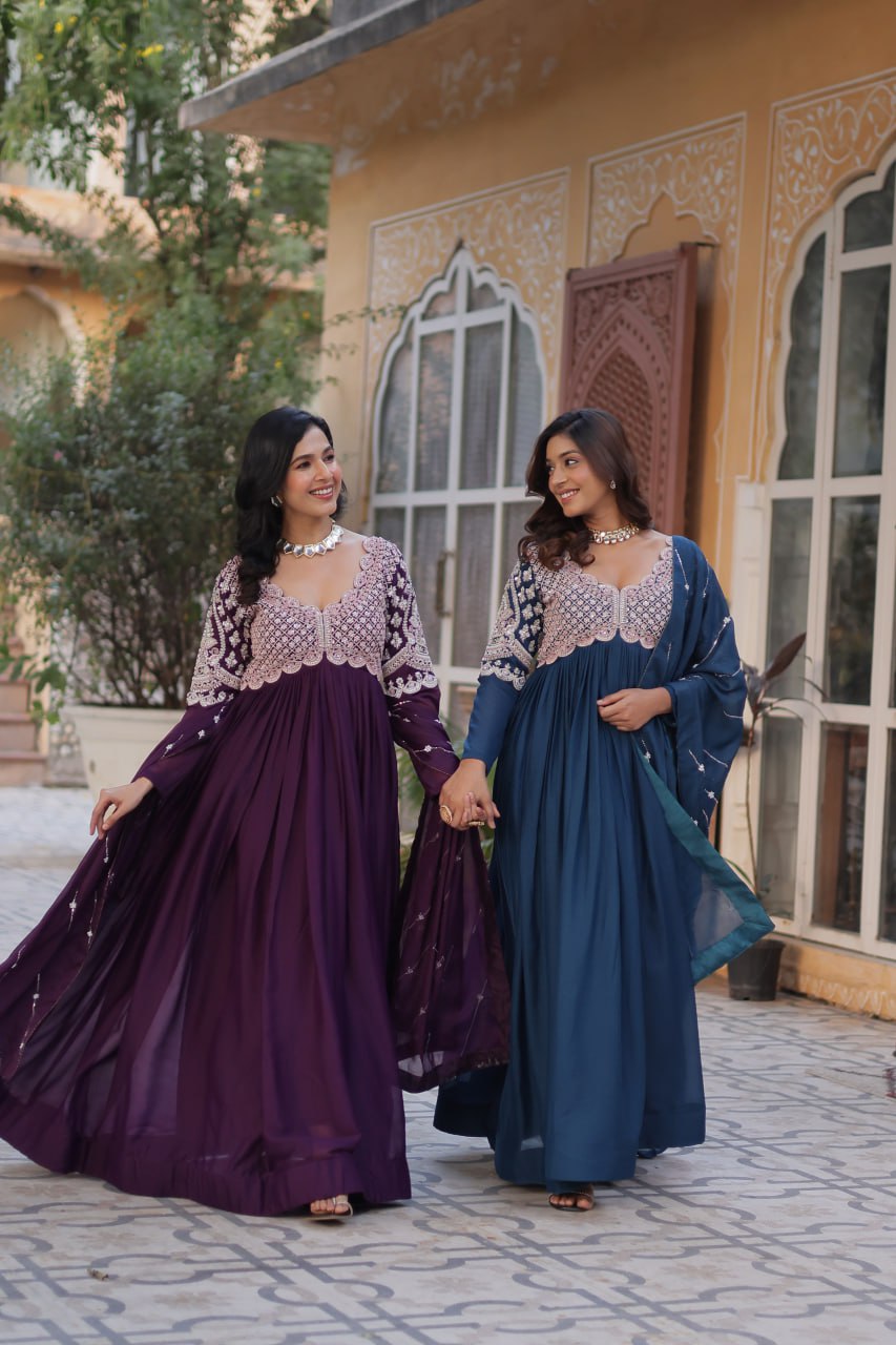 Premium Designer Readymade Gown with Dupatta Set