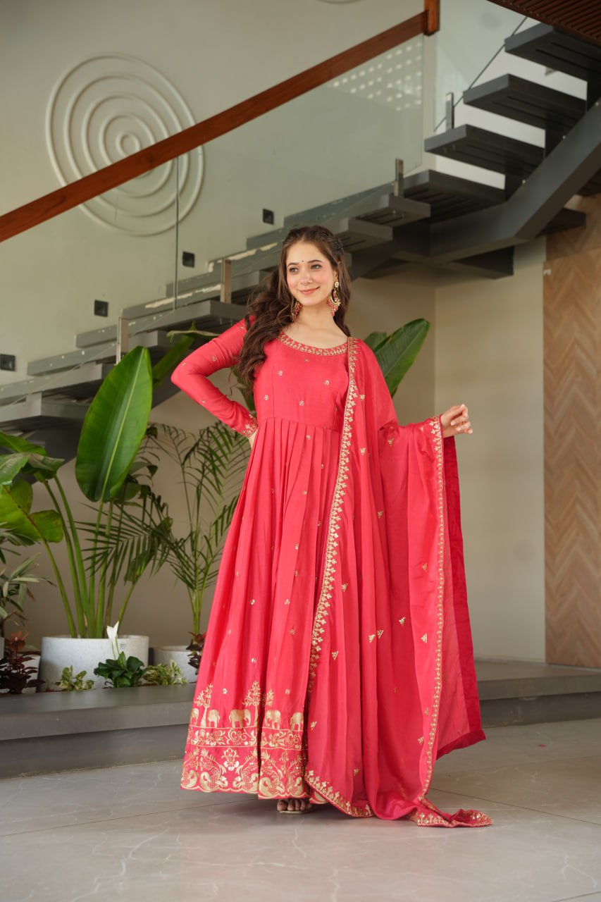 Premium Designer Readymade Gown with Dupatta Set