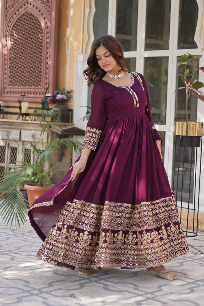 Premium Designer Readymade Gown with Dupatta Set