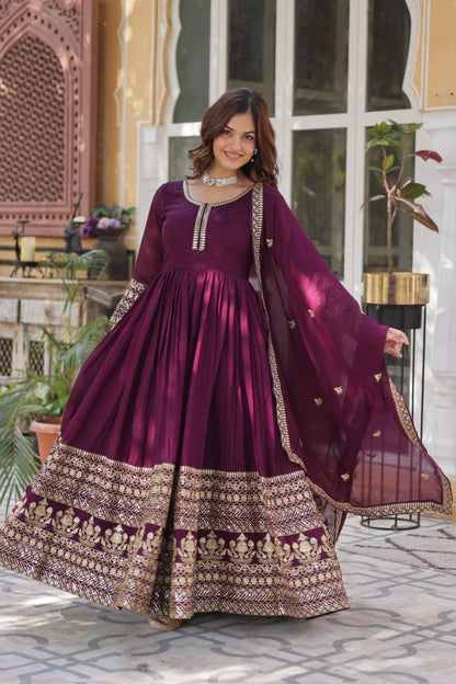 Premium Designer Readymade Gown with Dupatta Set