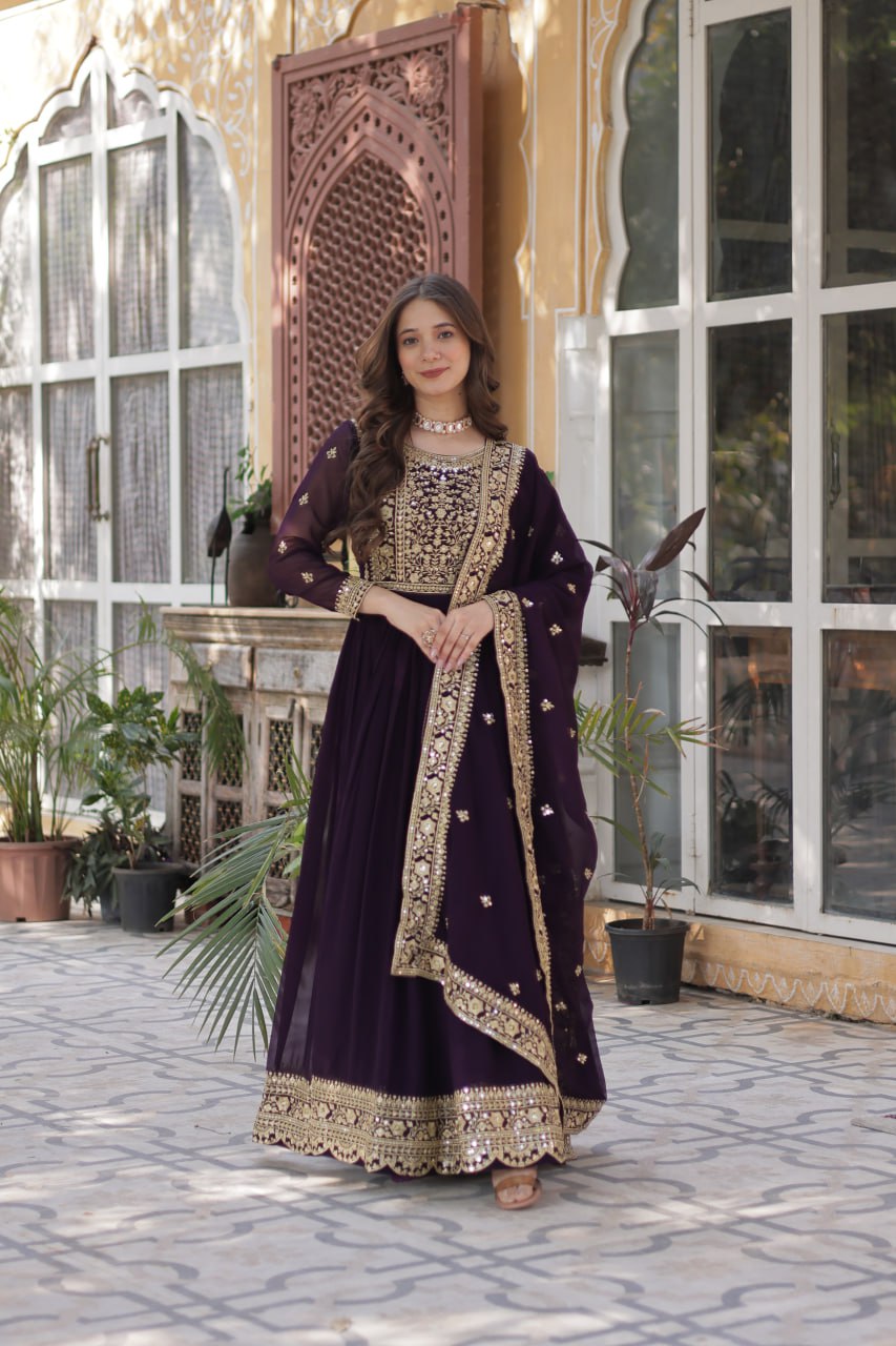 Premium Designer Readymade Gown with Dupatta Set