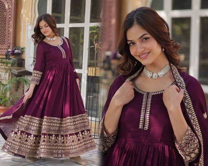 Premium Designer Readymade Gown with Dupatta Set
