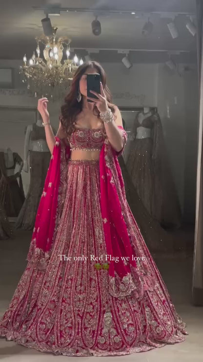 Bridal Wear Heavy Faux Georgette Chine Sequence Work Lehenga Choli with Dupatta | Garmex Export