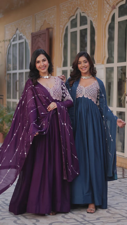 Premium Designer Readymade Gown with Dupatta Set